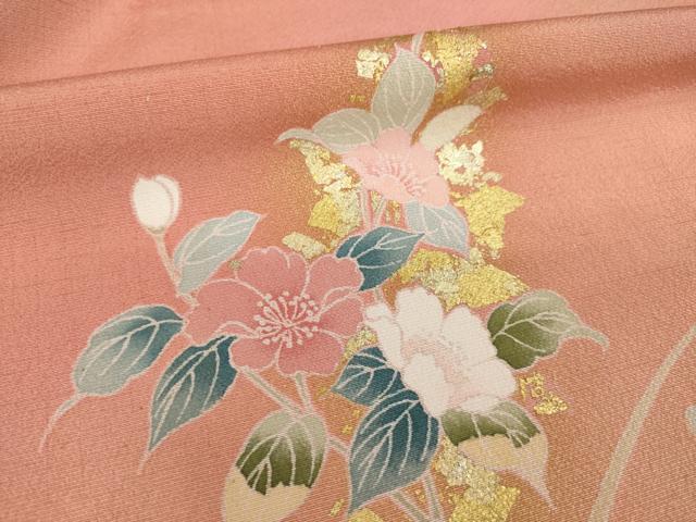 平和屋着物●訪問着　草花文　暈し染め　金彩　正絹　逸品　未使用　AABI5339ck