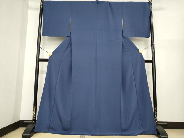 平和屋着物●上質な色無地　作家物　青褐色　正絹　逸品　AABI5340ck