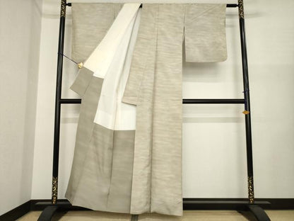平和屋着物●石川県指定無形文化財　牛首紬　白山工房　手織り　霞文　正絹　逸品　AABI5342ck