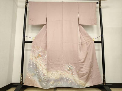 平和屋着物●色留訪問着　駒刺繍　飾花宝尽くし　暈し染め　金彩　正絹　逸品　AABI5343ck