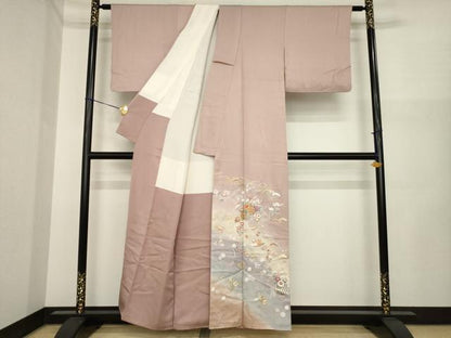平和屋着物●色留訪問着　駒刺繍　飾花宝尽くし　暈し染め　金彩　正絹　逸品　AABI5343ck