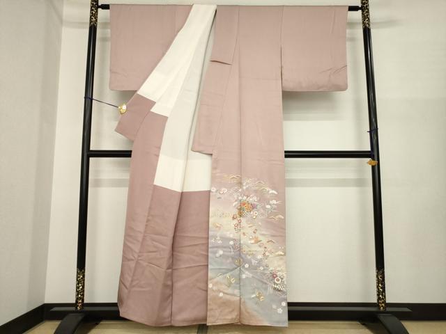 平和屋着物●色留訪問着　駒刺繍　飾花宝尽くし　暈し染め　金彩　正絹　逸品　AABI5343ck
