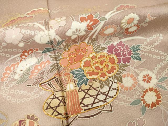 平和屋着物●色留訪問着　駒刺繍　飾花宝尽くし　暈し染め　金彩　正絹　逸品　AABI5343ck