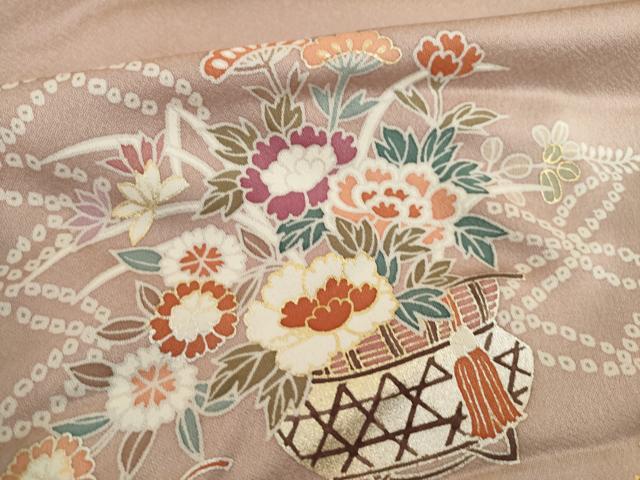 平和屋着物●色留訪問着　駒刺繍　飾花宝尽くし　暈し染め　金彩　正絹　逸品　AABI5343ck