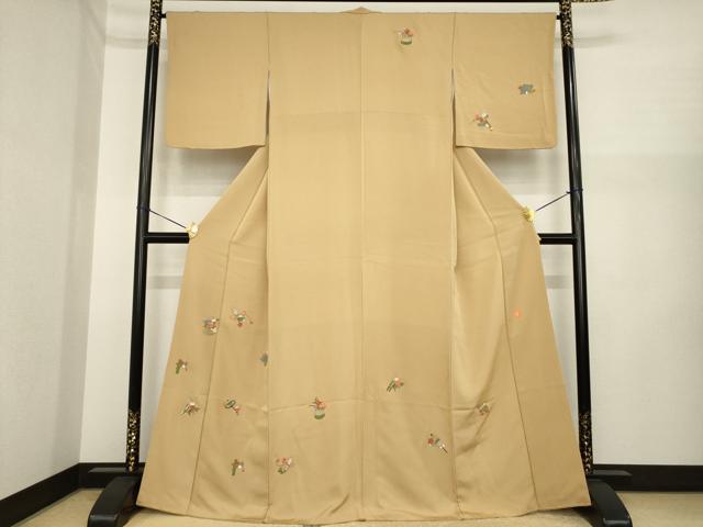 平和屋着物●ファッションデザイナー 花井幸子　訪問着　刺繍　器物花文　正絹　逸品　AABI5344ck