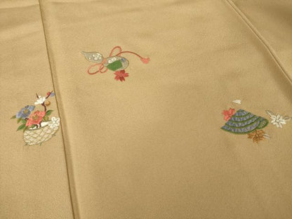 平和屋着物●ファッションデザイナー 花井幸子　訪問着　刺繍　器物花文　正絹　逸品　AABI5344ck
