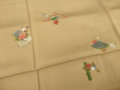 平和屋着物●ファッションデザイナー 花井幸子　訪問着　刺繍　器物花文　正絹　逸品　AABI5344ck