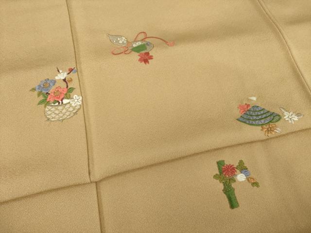 平和屋着物●ファッションデザイナー 花井幸子　訪問着　刺繍　器物花文　正絹　逸品　AABI5344ck