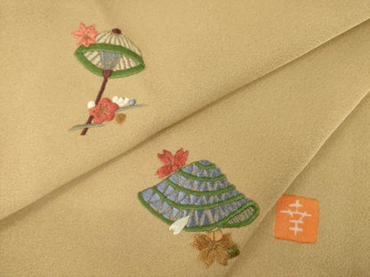 平和屋着物●ファッションデザイナー 花井幸子　訪問着　刺繍　器物花文　正絹　逸品　AABI5344ck