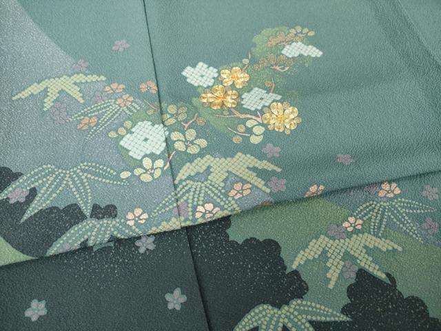 平和屋着物●訪問着　駒刺繍　松竹梅雪輪花文　金彩　やまと誂製　正絹　逸品　AABI5345ck