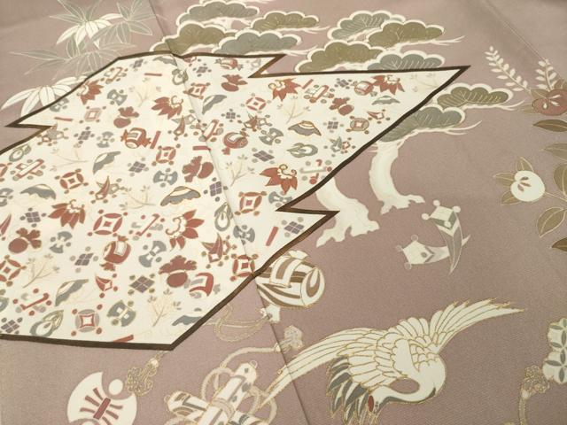 平和屋着物●豪華色留袖　駒刺繍　松皮菱飛鶴宝尽くし　金彩　正絹　逸品　AABI5348ck