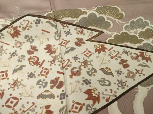 平和屋着物●豪華色留袖　駒刺繍　松皮菱飛鶴宝尽くし　金彩　正絹　逸品　AABI5348ck