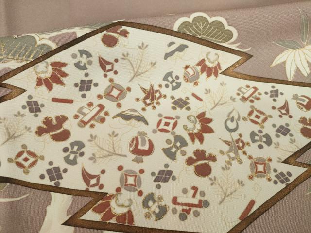 平和屋着物●豪華色留袖　駒刺繍　松皮菱飛鶴宝尽くし　金彩　正絹　逸品　AABI5348ck