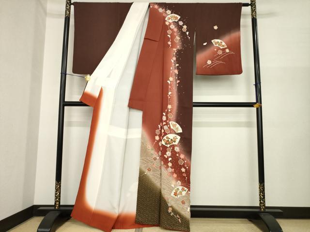 平和屋着物●訪問着　絞り　地紙花文　暈し染め　正絹　逸品　AABI5349ck