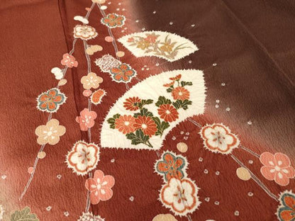 平和屋着物●訪問着　絞り　地紙花文　暈し染め　正絹　逸品　AABI5349ck