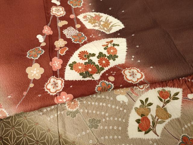 平和屋着物●訪問着　絞り　地紙花文　暈し染め　正絹　逸品　AABI5349ck