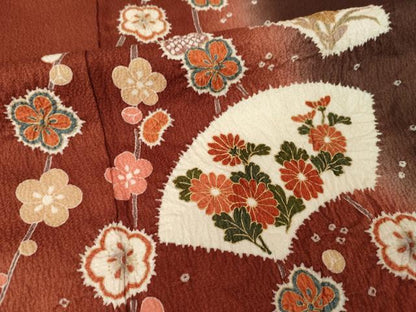 平和屋着物●訪問着　絞り　地紙花文　暈し染め　正絹　逸品　AABI5349ck