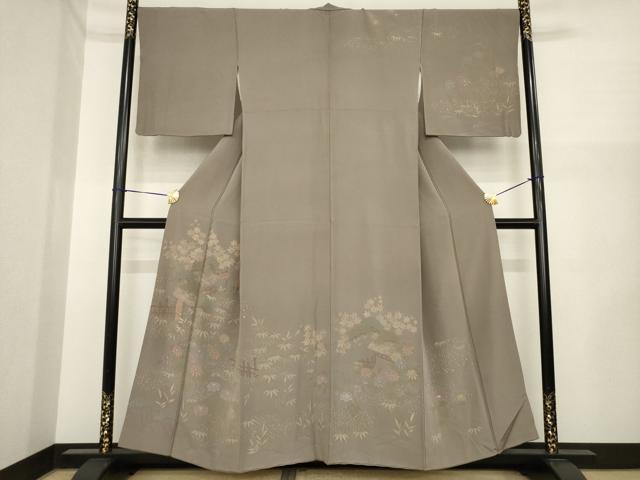 平和屋着物●訪問着　刺繍　風景文　正絹　逸品　AABI5351ck