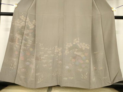 平和屋着物●訪問着　刺繍　風景文　正絹　逸品　AABI5351ck