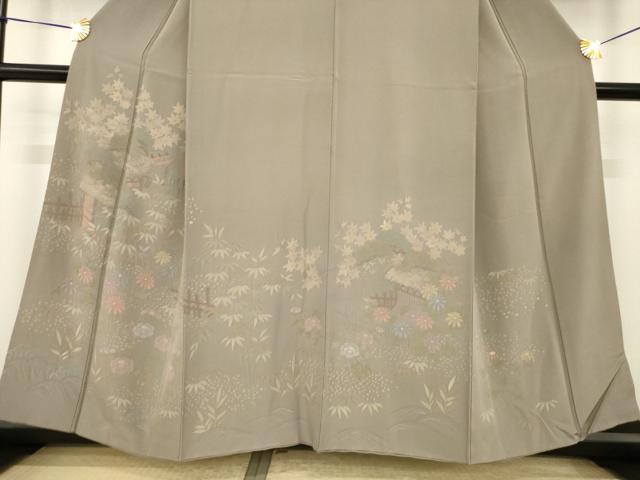 平和屋着物●訪問着　刺繍　風景文　正絹　逸品　AABI5351ck