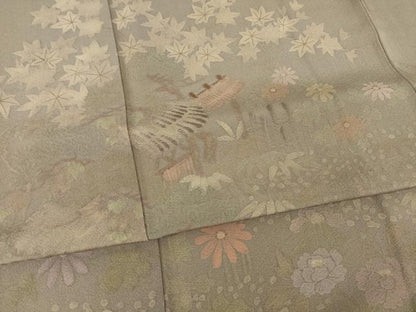 平和屋着物●訪問着　刺繍　風景文　正絹　逸品　AABI5351ck