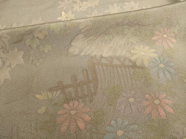 平和屋着物●訪問着　刺繍　風景文　正絹　逸品　AABI5351ck
