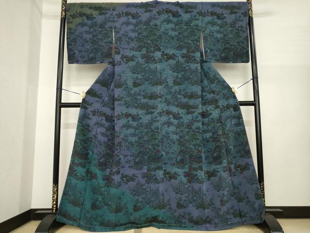 平和屋着物●前田仁仙　仁仙更紗　訪問着　鴛鴦花文　正絹　逸品　AABI5356ck