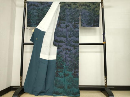 平和屋着物●前田仁仙　仁仙更紗　訪問着　鴛鴦花文　正絹　逸品　AABI5356ck