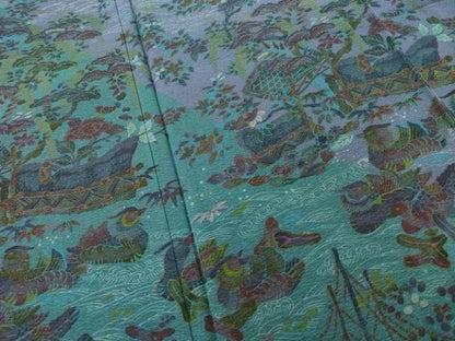平和屋着物●前田仁仙　仁仙更紗　訪問着　鴛鴦花文　正絹　逸品　AABI5356ck