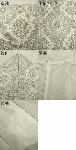平和屋着物●本場大島紬　白大島　カタス9マルキ　飾花文　正絹　逸品　AABI5359ck