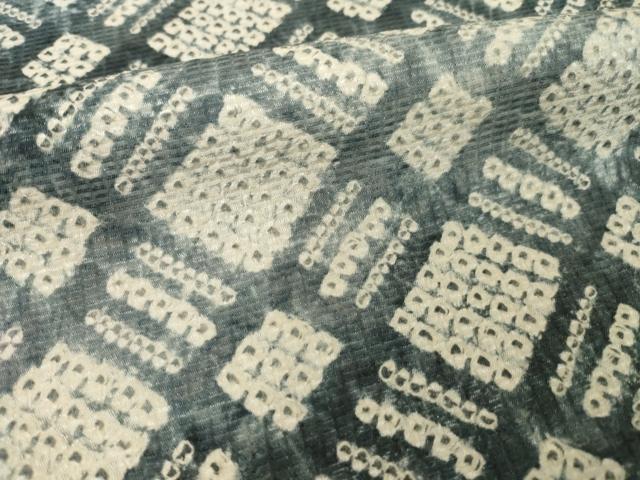 平和屋着物●上質な小紋　総絞り　網目文　正絹　逸品　AABI5360ck