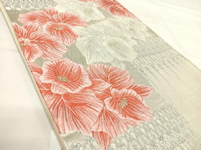 平和屋着物◎六通柄袋帯 唐織 飾花文 金銀糸 正絹 逸品 AABI5361yx