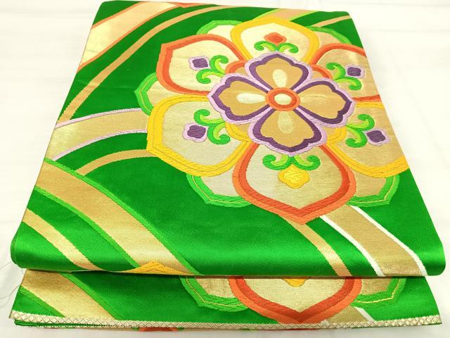 平和屋着物◎六通柄袋帯 唐織 舞花文 金糸 正絹 逸品 AABI5362yx