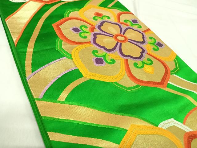 平和屋着物◎六通柄袋帯 唐織 舞花文 金糸 正絹 逸品 AABI5362yx