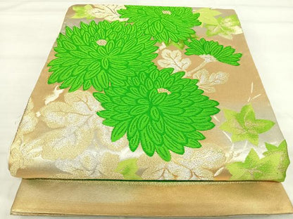 平和屋着物◎六通柄袋帯 唐織 草花文 金銀糸 正絹 逸品 AABI5364yx