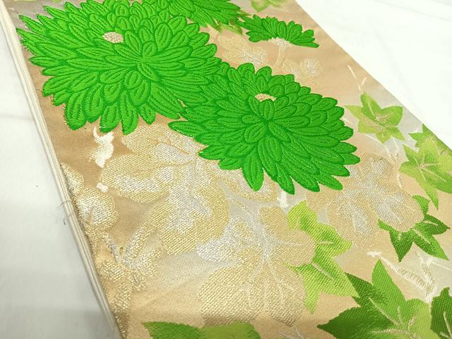 平和屋着物◎六通柄袋帯 唐織 草花文 金銀糸 正絹 逸品 AABI5364yx