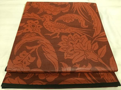平和屋着物◎六通柄袋帯 花鳥文 正絹 逸品 AABI5369yx