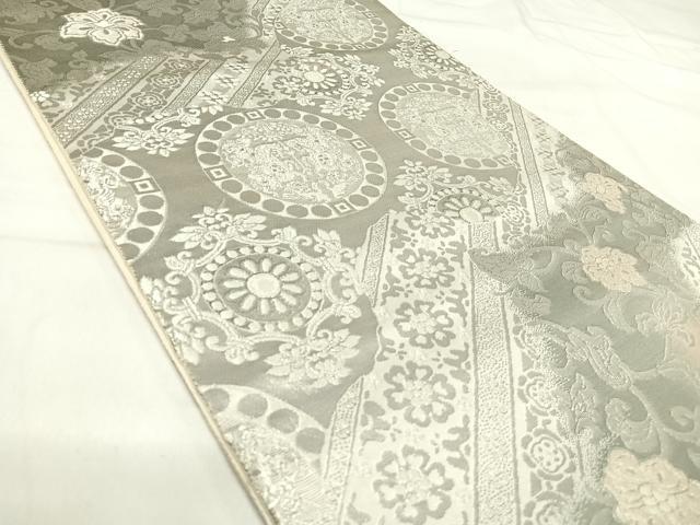 平和屋着物◎六通柄袋帯 正倉院道長 プラチナ箔 手織二重箔 正絹 逸品 AABI5376yx