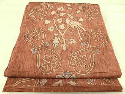 平和屋着物◎六通柄袋帯　花鳥文　正絹　逸品　AABI5389yx