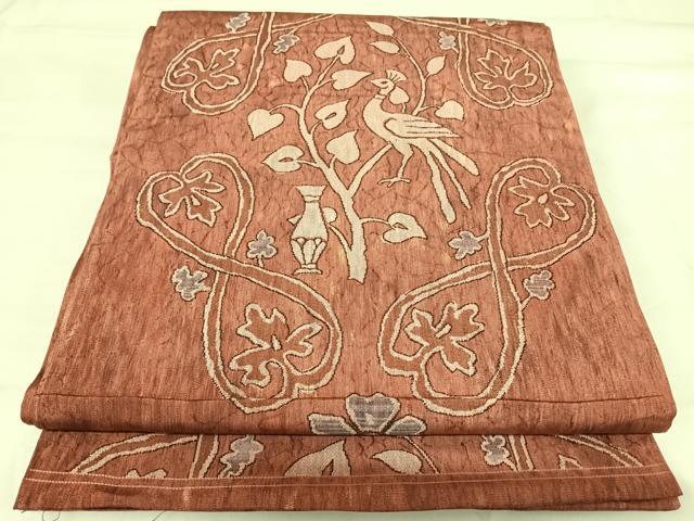 平和屋着物◎六通柄袋帯　花鳥文　正絹　逸品　AABI5389yx