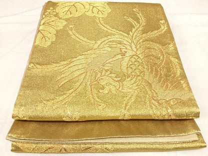 平和屋着物◎六通柄袋帯　桐竹鳳凰　金糸　正絹　逸品　AABI5390yx