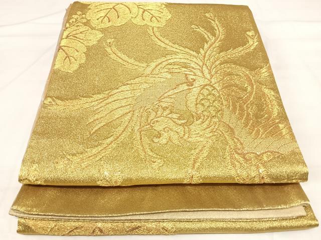 平和屋着物◎六通柄袋帯　桐竹鳳凰　金糸　正絹　逸品　AABI5390yx