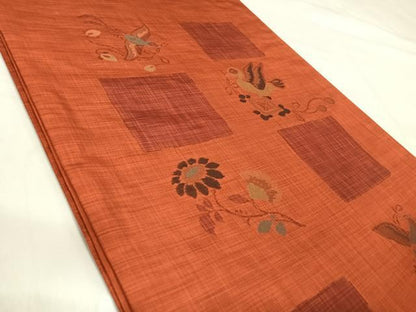 平和屋着物◎六通柄袋帯　草子　花喰い鳥　正絹　逸品　AABI5393yx