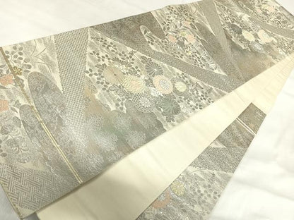 平和屋着物◎六通柄袋帯　唐織　草花文　金銀糸　正絹　逸品　AABI5396yx