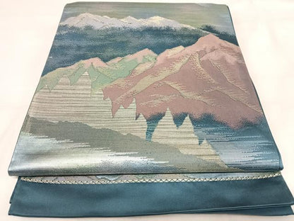 平和屋着物◎六通柄袋帯 風景文 金銀糸 正絹 逸品 AABI5412yx