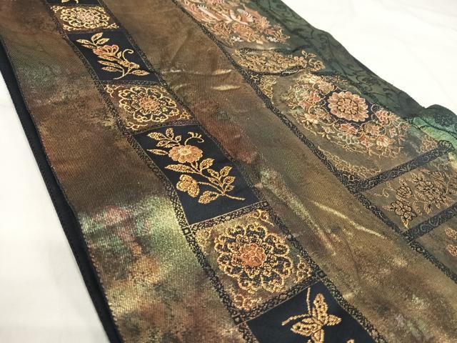 平和屋着物◎六通柄袋帯　鳳凰花唐草文　金糸　引箔　正絹　逸品　AABI5433yx