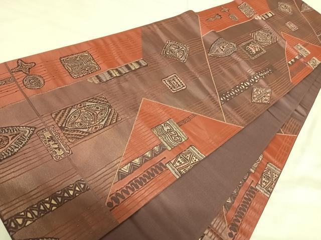 平和屋着物◎六通柄袋帯　色紙花文　金糸　正絹　逸品　AABI5436yx