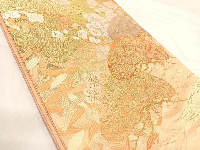 平和屋着物◎六通柄袋帯　唐織　花松文　金糸　正絹　逸品　AABI5450yx