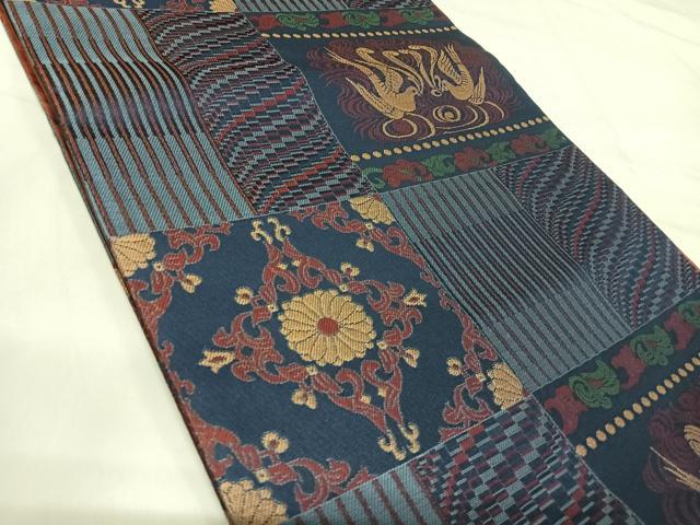 平和屋着物◎六通柄袋帯　花鳥文　正絹　逸品　AABI5453yx