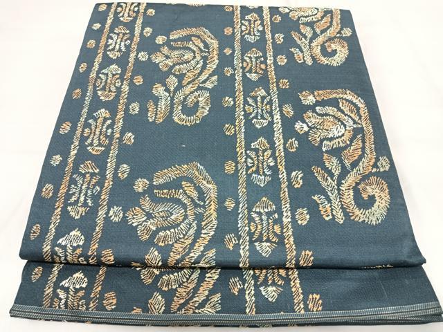 平和屋着物◎六通柄　本袋帯　花唐草文　金糸　正絹　逸品　AABI5456yx
